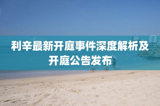 利辛最新开庭事件深度解析及开庭公告发布