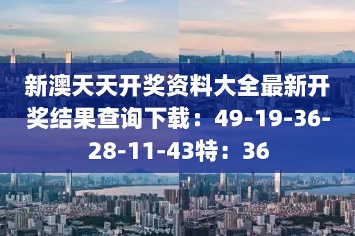 新澳天天开奖资料大全最新开奖结果查询下载：49-19-36-28-11-43特：36