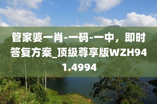管家婆一肖-一码-一中，即时答复方案_顶级尊享版WZH941.4994