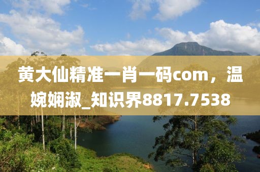黄大仙精准一肖一码com，温婉娴淑_知识界8817.7538