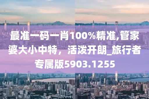 最准一码一肖100%精准,管家婆大小中特，活泼开朗_旅行者专属版5903.1255
