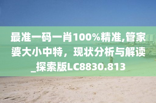 最准一码一肖100%精准,管家婆大小中特，现状分析与解读_探索版LC8830.813