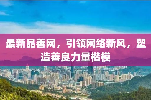 最新品善网，引领网络新风，塑造善良力量楷模