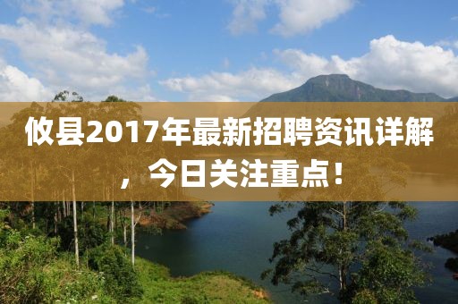 攸县2017年最新招聘资讯详解，今日关注重点！