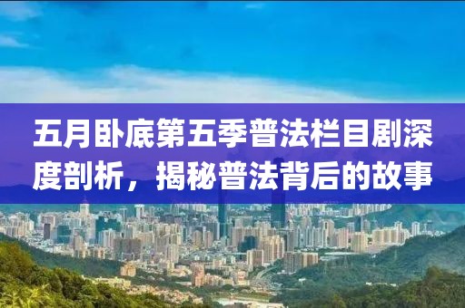 五月卧底第五季普法栏目剧深度剖析，揭秘普法背后的故事