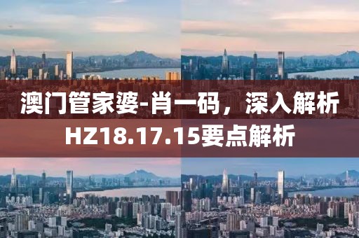 澳门管家婆-肖一码，深入解析HZ18.17.15要点解析