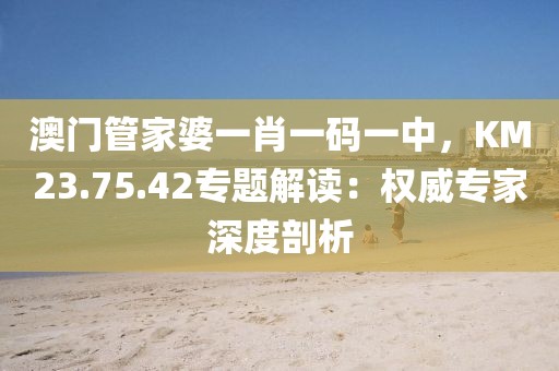 澳门管家婆一肖一码一中，KM23.75.42专题解读：权威专家深度剖析