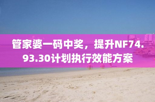 管家婆一码中奖，提升NF74.93.30计划执行效能方案
