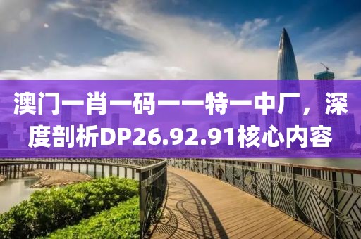 澳门一肖一码一一特一中厂,深度剖析DP26.92.91核心内容