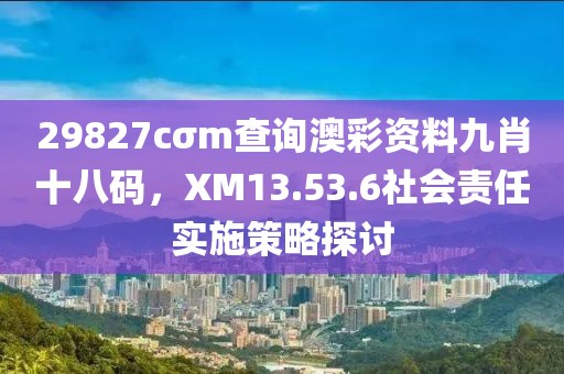 29827cσm查询澳彩资料九肖十八码，XM13.53.6社会责任实施策略探讨