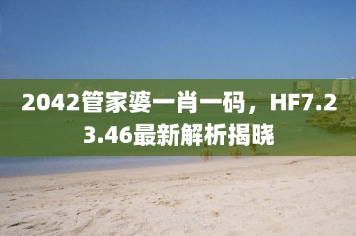 2042管家婆一肖一码,HF7.23.46最新解析揭晓