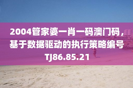 2004管家婆一肖一码澳门码，基于数据驱动的执行策略编号TJ86.85.21