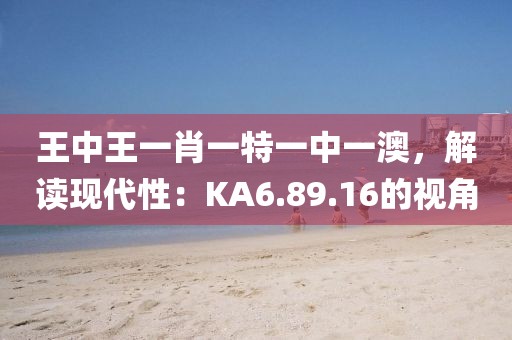 王中王一肖一特一中一澳，解读现代性：KA6.89.16的视角